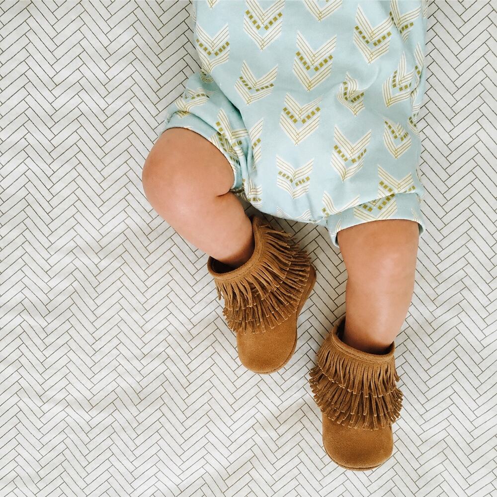 Gracious May Camel Suede Fringe Soft Sole Baby Boots 6-12 Months
